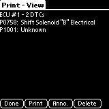 Pending DTCs Pending DTCs, when viewed with the Print module, look like the following: Screen 34: Print Module - Pending