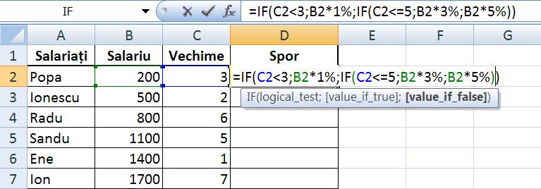 Pentru salariatul Popa formula poate fi: =IF(C2<3;B2*1% ;IF(C2<=5;B2*3% ;B2*5% )) 4.6.3. Referinţe absolute, mixte şi relative O facilitate a aplicaţiei Calc este reprezentată de posibilitatea copierii formulelor între celule.