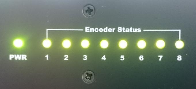 Encoder Status Lights: Solid Green Encoder connected to Input source Flashing Green: