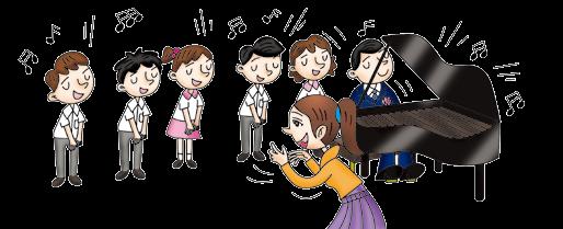 Miss Lee is (1) them. Peter is (2) Ruby and Max. Max is (3). Eva is (4) Ken. Mr Wong is (5). He is (6) the piano. He is playing the music for them.
