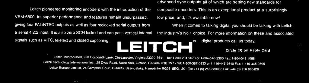 and closed captioning LEITCH digital products call us today.