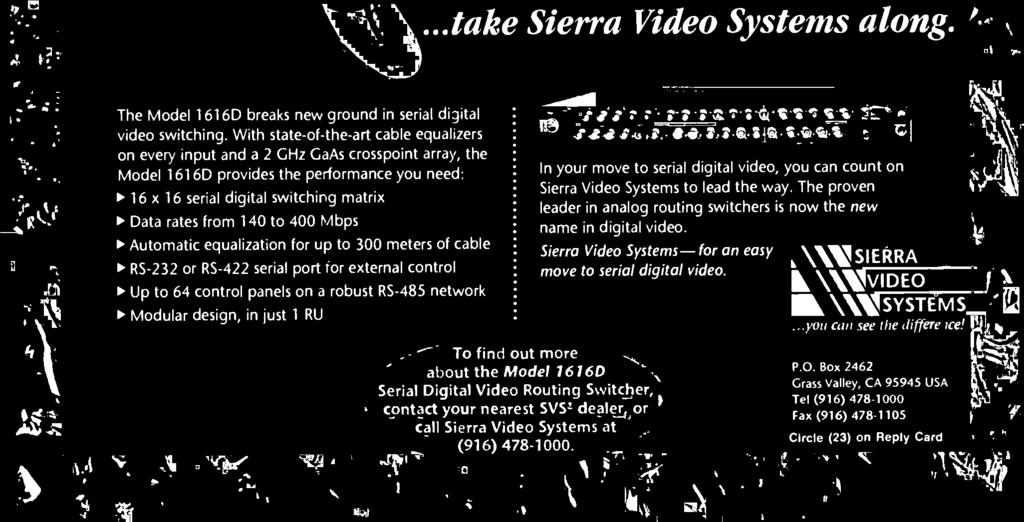 or call Sierra Video Systems at