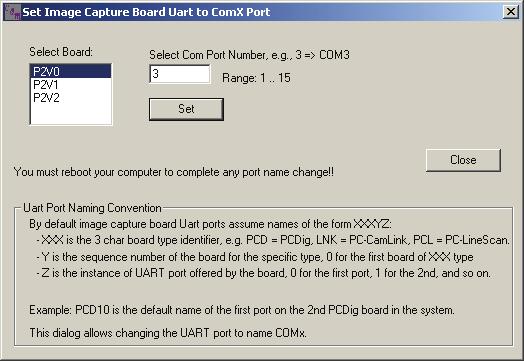 Optional COM Port Assignment The IFC Set Board COM port application tool is used to assign the COM port. Run the program from the Windows Start menu: Start Programs IFC version 5.8 Set Board COM port.