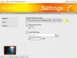 4.1 General Settings Here you can select the destination folder for saving recorded files, determine recording time and file size, assign the number of image you want to capture, setting the Windows