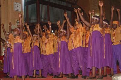 The African Children s Choir singing in Namirembe Cathedral as part of the Thanksgiving for Peace Note from Alison Cox Joy also provided some valuable coaching for the 100-voice adult choir,