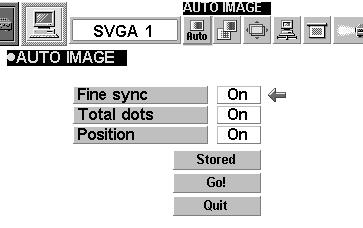 COMPUTER MODE The Auto Image function is provided to automatically adjust Fine sync, Total dots, and Picture Position for most computers.