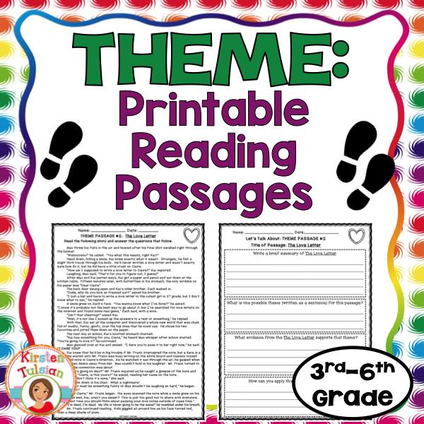 Teacher Notes for this THEME Freebie: The theme reading passage in this free product is the first passage