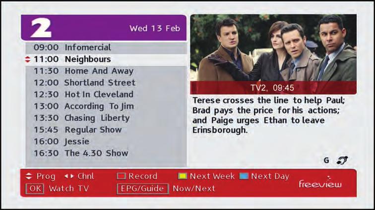 GENERAL INFORMATION GENERAL INFORMATION FREEVIEW EPG Navigation You can open the Freeview EPG (Electronic Program Guide) by pressing the EPG key on the Remote.