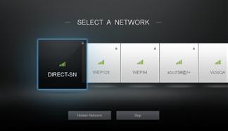 If you have a wireless network, have the wireless password ready. If you are connecting to your network with an Ethernet cable, connect it to the Ethernet port on the TV.