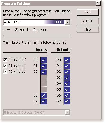 First, you need to tell the software which type of chip you are using. To do this, click on the Microcontroller button on the toolbar and choose Program Settings.