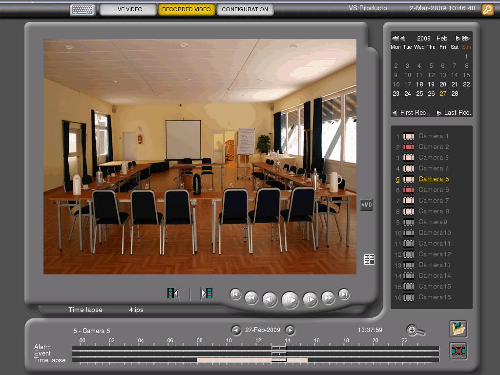 4.3 Recorded video The recorded video screen is accessible for the supervisor or administrator level users by default unless these levels are modified in the Profile configuration section.