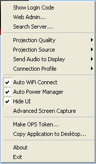 Using the OPS Menu Network Display Click menu. to display the application To use the Virtual Extended Screen, download the driver first from open the Optoma Web Utility page.