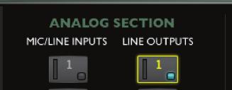 Analog Output Controls In addition to meters and clip and peak indicators which are identical to the input controls there is