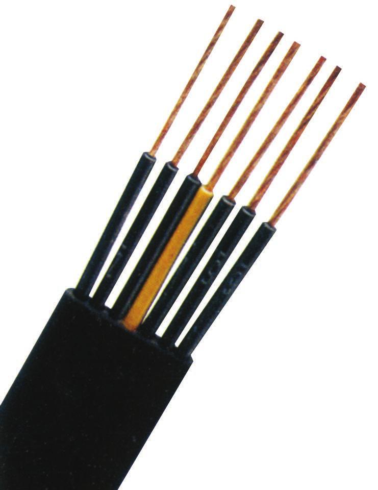 CABLE AND WIRES TEXOPLAST FLAT CABLE - TPLF Cable Construction Conductor of copper, finely stranded to class 5/6, cores PVC insulated, laid up in parallel, certain multicores have core groups