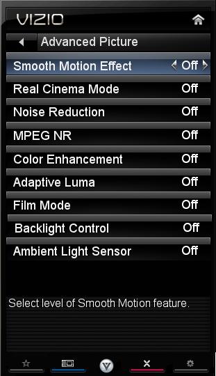 5 Game mode optimizes the picture settings for displaying game console output. Vivid mode sets the picture settings to values that produce a brighter, more vivid picture.