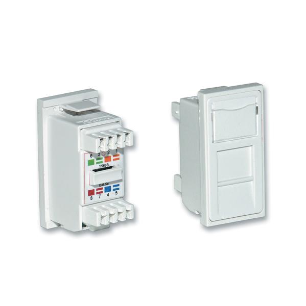 Essential Outlet Modules Includes 25x50, LJ6C, and triple modules Complies to the latest Category 5e standards Unscreened LSA+ termination UK white Fits in all UK Nexans structural hardware