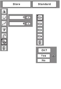Computer Input Store To store the adjusted data, select Store and press the SELECT button. Select a level from Image 1 to 4 with the Point buttons and press the SELECT button.