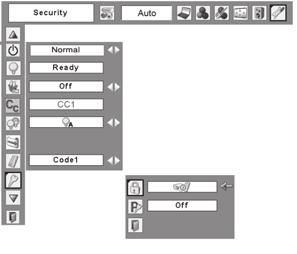 Setting Security (Key lock and PIN code lock settings) This function allows you to use Key lock and PIN code lock function to set the security for the projector operation.