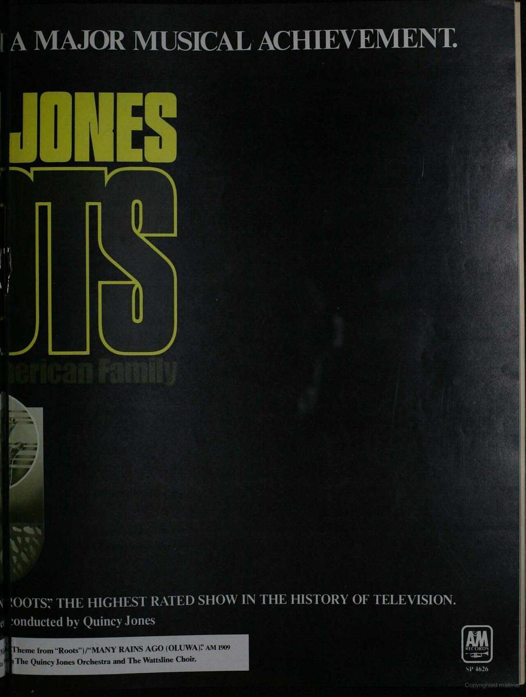 A MAJOR MUSCAL ACHEVEMENT. JONES =N J :DOTS;' THE HGHEST RATED SHOW N THE HSTORY OF TELEVSON.
