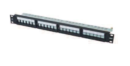 Patch Panels AMP Hi-D 1 U Modular Patch Panel (unloaded) 19 1 U angled modular patch panel to be equipped with different SlimLine jacks (see pages 34/35) Adjustable & removable rear cable bracket