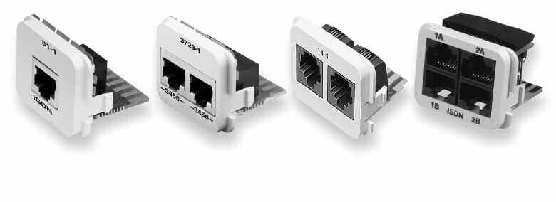 AMP CO Plus System Telephone Inserts Inserts for Voice Applications Phone devices in the work area with different connector types (RJ-11 or RJ-45) can be easily integrated into the system.