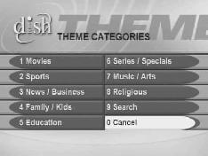 THEME CATEGORIES MENU The Theme Categories menu allows you to choose programs based on their contents.