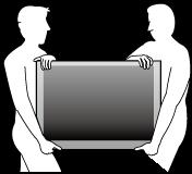 Positioning the TV Large screen TVs are heavy. 2 people are required to carry and handle a large screen TV. Make sure to hold the upper and bottom frames of the unit firmly as illustrated.