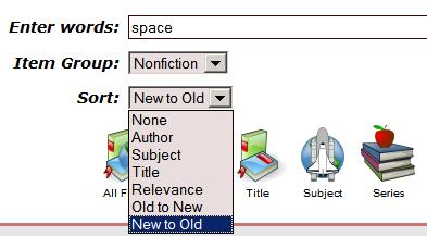 Sort options will put the titles in alphabetical order (a,b,c), or put the newest items in your library at the top of the list (New to Old).