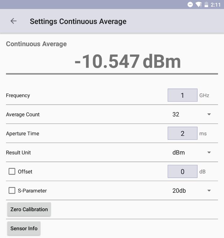 Configuring the Measurement 2.5.1 Configuring Continues Average Measurement In the upper area, the result values are permanently updated and represent each change of the settings.