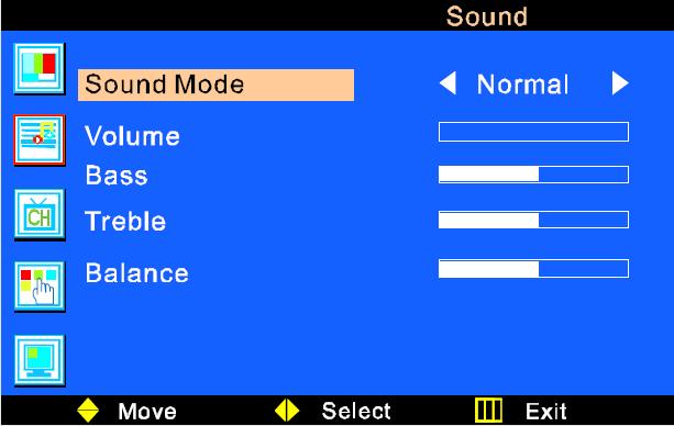 SOUND menu options Press the MENU button on the front panel or on the remote control to display the main menu. Sound Mode Select Sound Mode in SOUND menu.