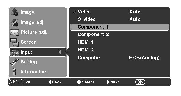 Auto The projector automatically detects the incoming video system and adjusts itself to optimize its performance. When the video system is PAL-M or PAL-N, select the system manually.