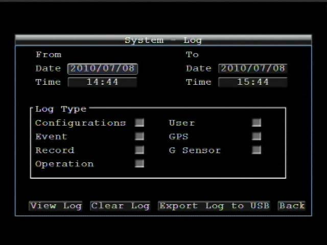 4.8.4 LOG Figure 4-46 System-Log This screen is used to choose, display and/or export log entries. From Date: Select starting date of log to be displayed.