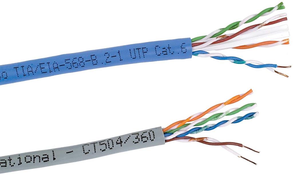 61 Category Unshielded Twisted-pair Low Insertion Loss, Crosstalk, and Return Loss Precision 100S Impedance Four Twisted-pairs Characterized up to or Beyond TIA/EIA Standards Category 5e or 6
