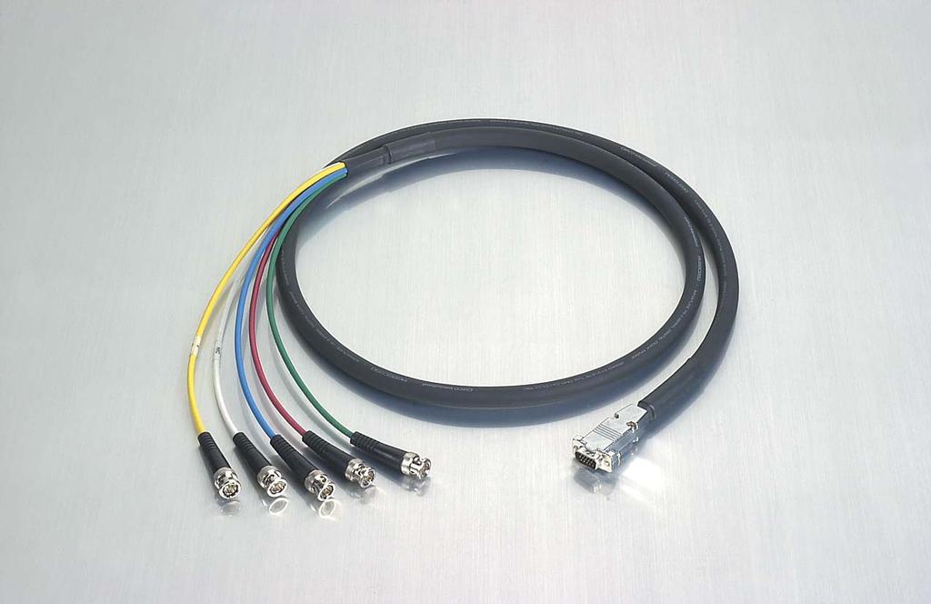 83 VGA Breakout Flexible Riser or Plenum Versions Miniature 75S Coax Low Attenuation & Return Loss 1GHz Cable Bandwidth High Density D-Sub 15-pin with Metal Shell High Bandwidth BNC Connectors Rubber