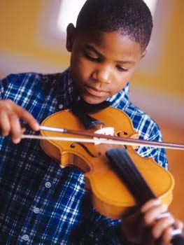 The violin, the smallest member of the string family, has short strings with small diameters.
