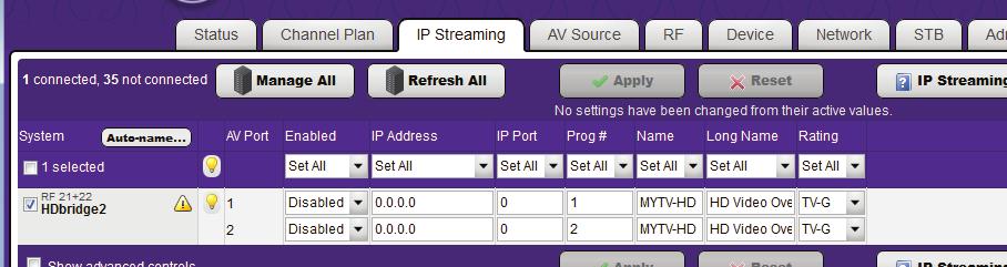 Configuring IP streaming You can configure the 2920i to output either UDP unicast or UDP multicast IP-streams concurrently with the channels being generated out its RF-port.