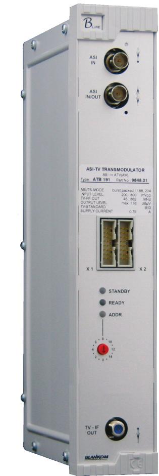 ATB 191 Agile ASI-TV Transmodulator ASI-TS analog-tv & A/V The new ATB 191 is a modular type ASI to analog-tv Transmodulator and converts a selected program from the received ASI transport stream