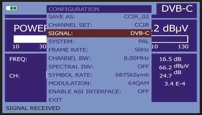 1) Channel BW (channel bandwidth) Enables the channel bandwidth to be selected up to 9.2 MHz.