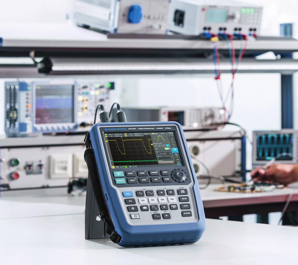 Superior performance: a lab oscilloscope in a handheld package In the lab 60 MHz to 500 MHz at up to 5 Gsample/s High-speed acquisition system with history mode 10 bit A/D converter Excellent