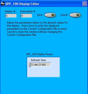 Figure 2: SPP-100 Display Editor Window You do not need to modify the Display # or Instrument #.
