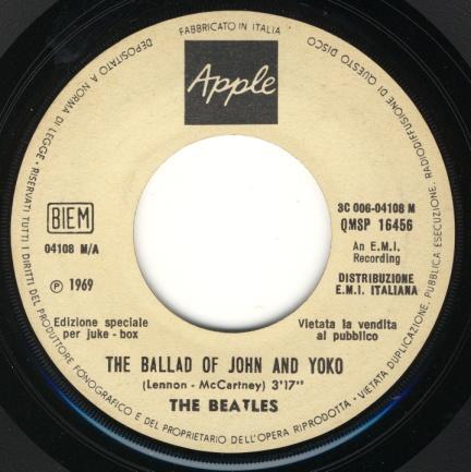3C000-04108M - THE BALLAD OF JOHN AND YOKO / OLD BROWN SHOE Jukebox