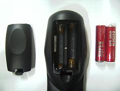 Inserting the remote control batteries 1. Remove the battery compartment cover on the back of the remote control. 2.