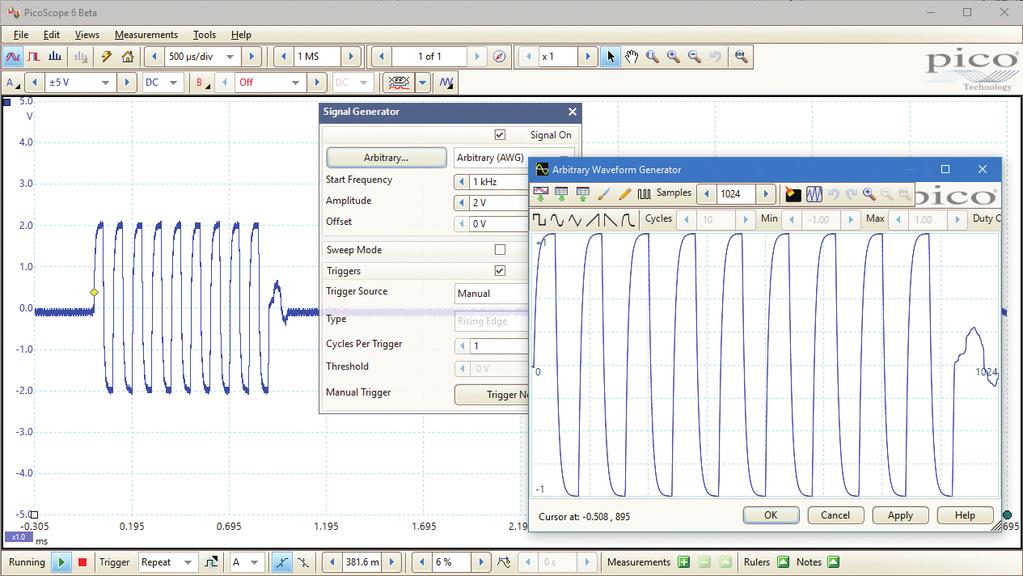 Arbitrary waveform and function generators All 2000 Series oscilloscopes have a built-in function generator and arbitrary waveform generator (AWG).