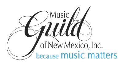 Dear Fellow New Mexico Instrumental Instructors, Students, and Music Educators, Once again, on Saturday, February 15, 2014, the Music Guild of New Mexico will bring to the stage of Keller Hall, in