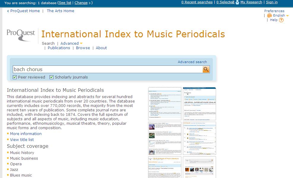 Music Databases : IIMP Click Search Enter search terms
