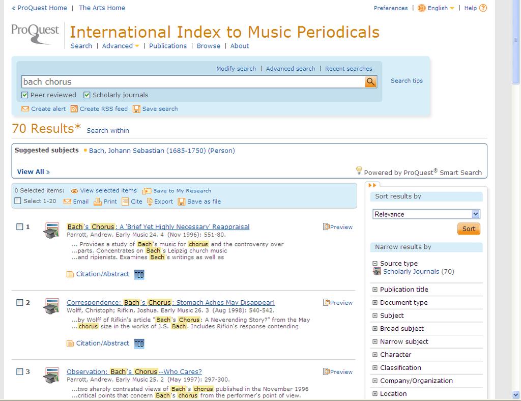 Music Databases : IIMP 70 records found