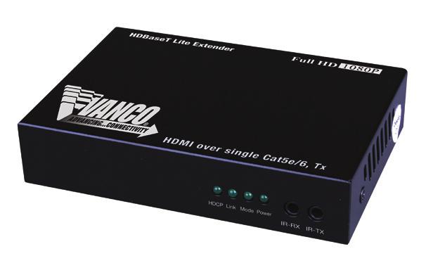 FEATURES The Vanco 280766 and 280767 HDMI HD Base T Lite Extenders over 1xUTP consist of a transmitter and a receiver, which can support up to a 70 meter distance (229 ft) between the transmitter and