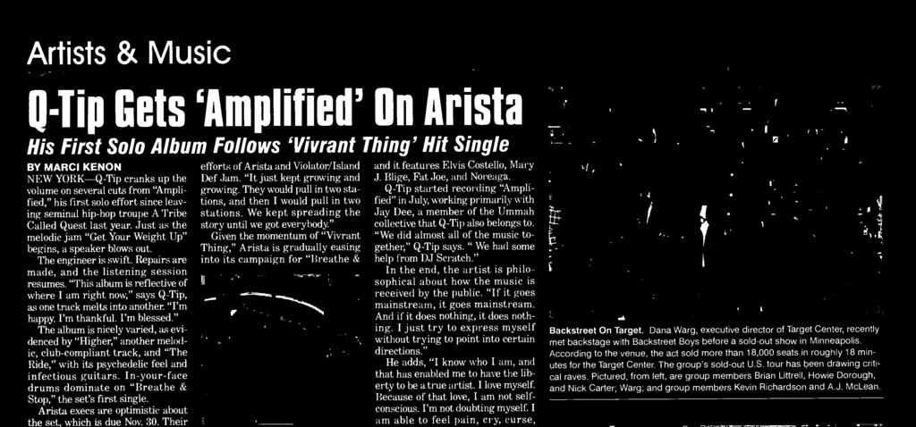 Their enthusiasm is stoked by the widespread response to " Vivrant Thing," Q -Tip's contribution to the Viola - tor/island Def Jam compilation "Violator-The Album," which also appears on "Amplified.