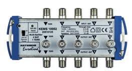 5 db; F-range: 1 x TER: 1-862 MHz, 4 x SAT: 950-2200 MHz; high isolation; return loss -12 db; remote powered or direct powered with opt. ext.