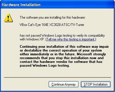 13. Click Continue Anyway to resume the installation process.